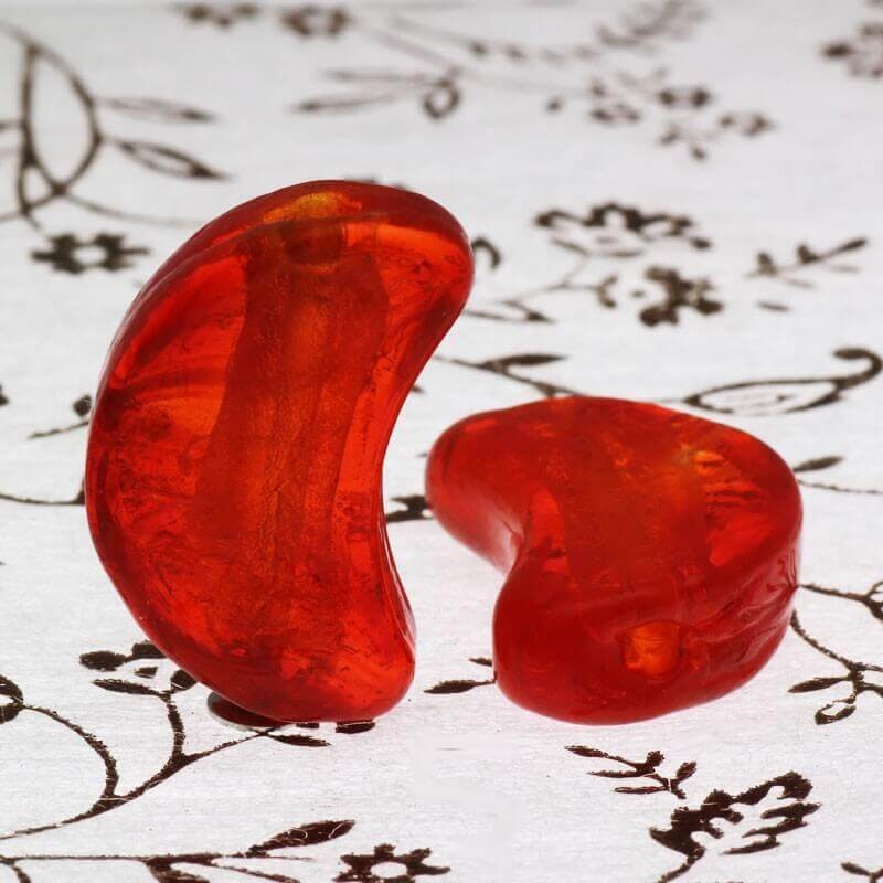 Venetian glass beads red moons 26x17x8mm 1pc SZWEKS005