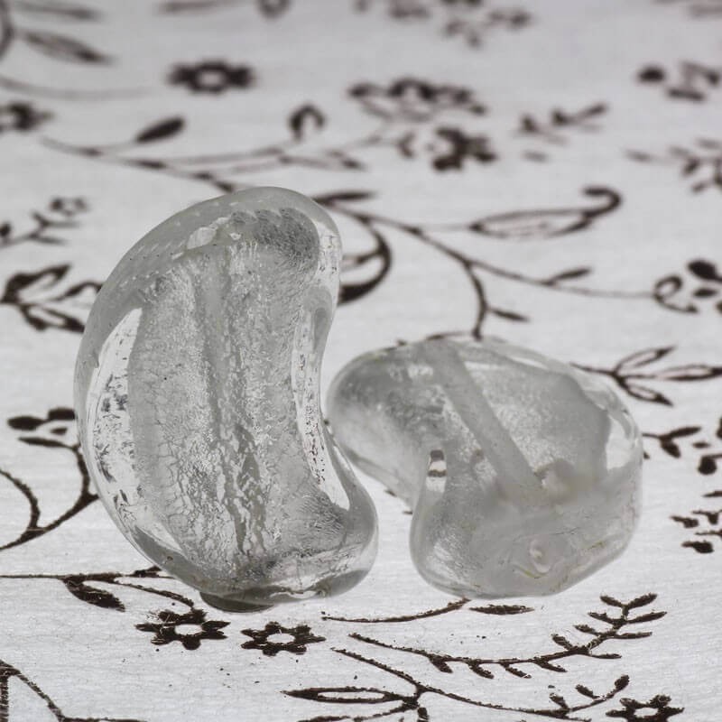 Venetian glass beads white moons 26x17x8mm 1pc SZWEKS010