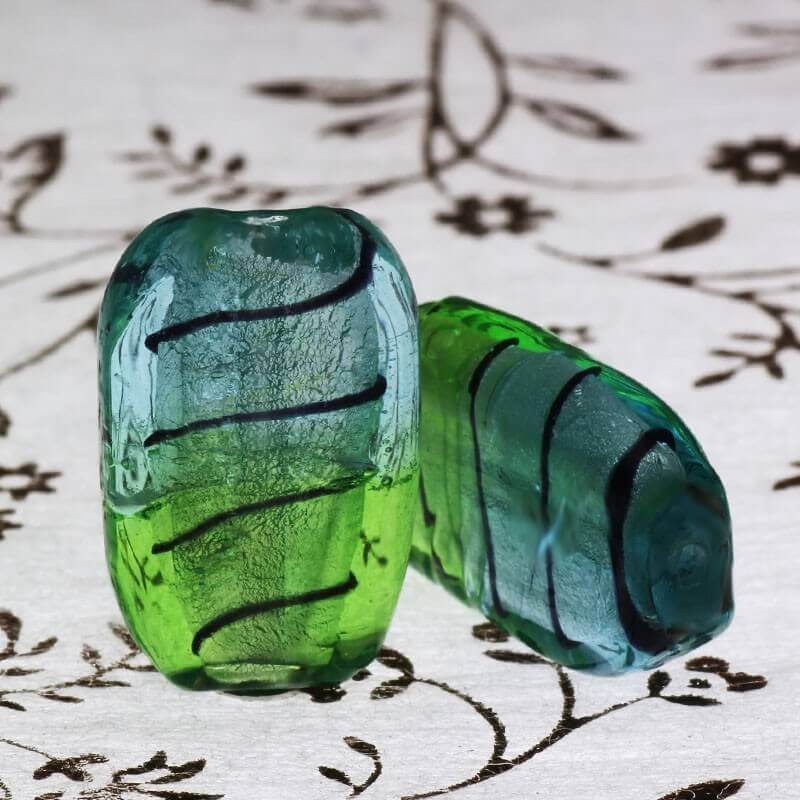 Venetian glass beads blue-green lollipops 29x14x7mm 1pc SZWELI005