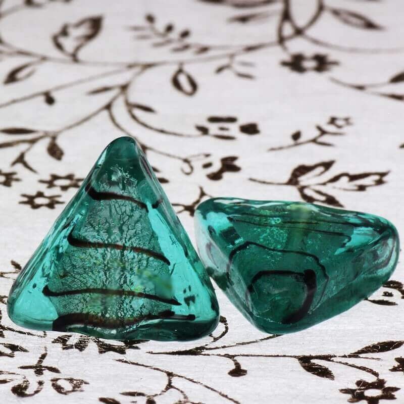 Venetian glass beads turquoise triangles 20x18x8mm 1pc SZWETR004