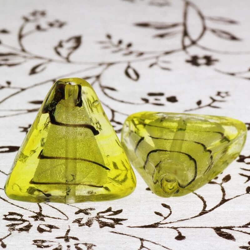 Venetian glass beads yellow triangles 20x18x8mm 1pc SZWETR009