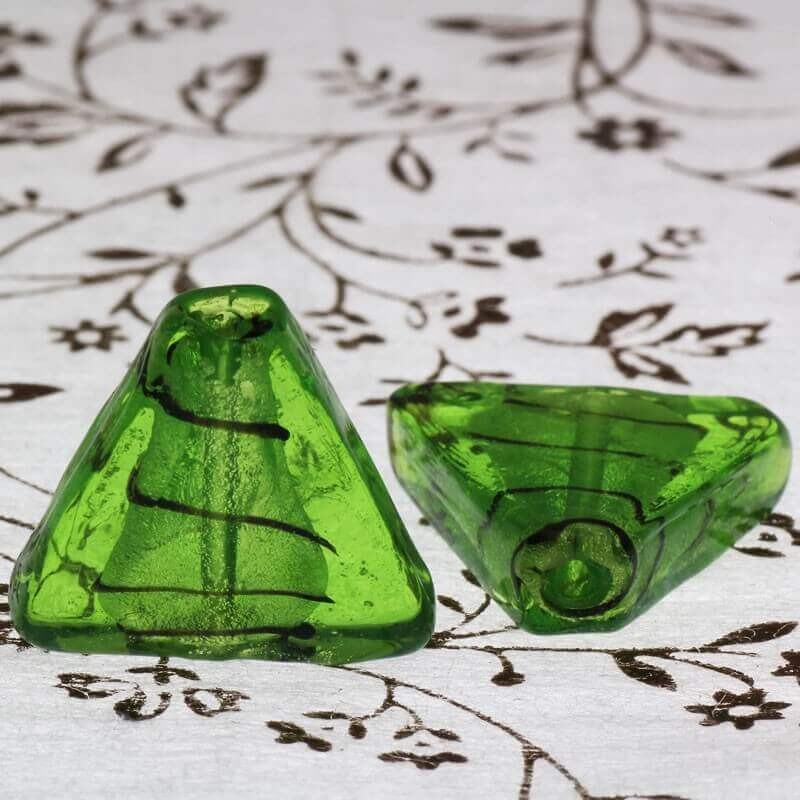 Venetian glass beads green triangles 20x18x8mm 1pc SZWETR012