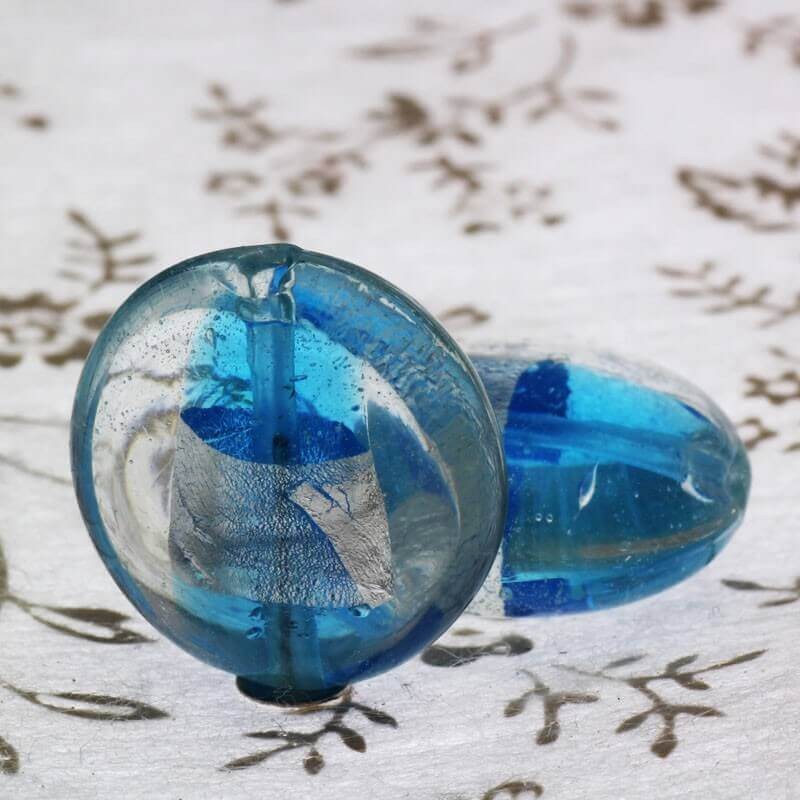 Venetian glass beads blue mentosa 20x10mm 2pcs SEAM004