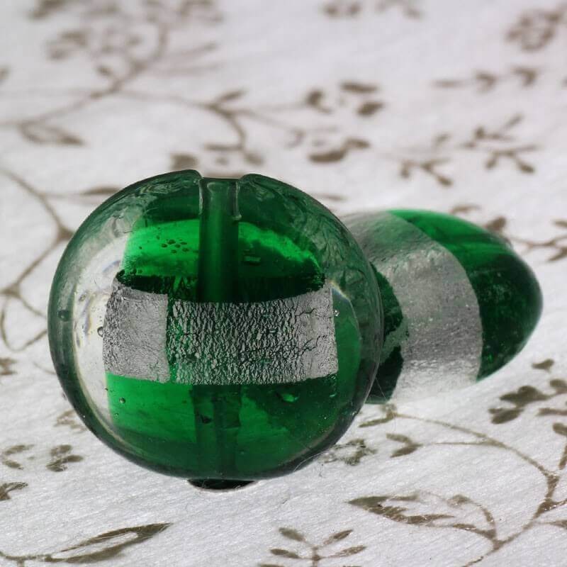 Venetian glass beads Mentosa green 20x10mm 2pcs SZWEME008