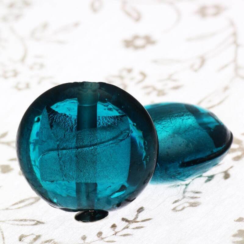 Venetian glass beads turquoise 20x10mm 2pcs. SZWEME011