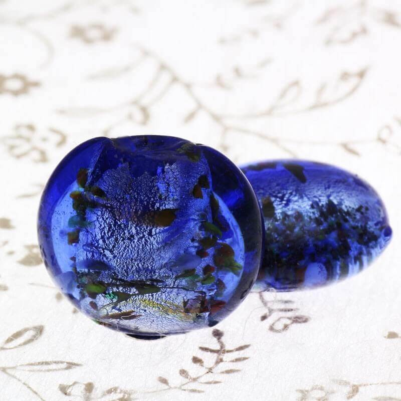 Venetian glass beads blue mentosa 20x10mm 2pcs SZWEME018