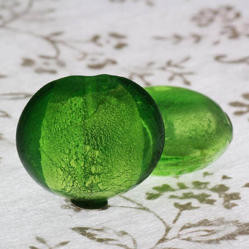 Venetian glass beads Mentosa green 20x10mm 2pcs SZWEME031