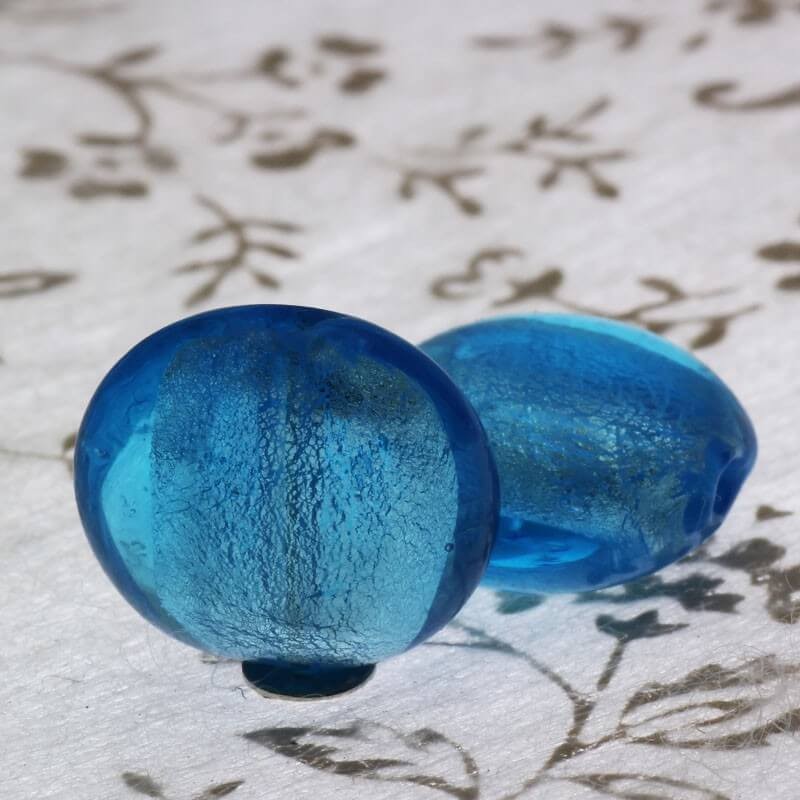 Venetian glass beads blue mentosa 16x9mm 2pcs SZWEME044
