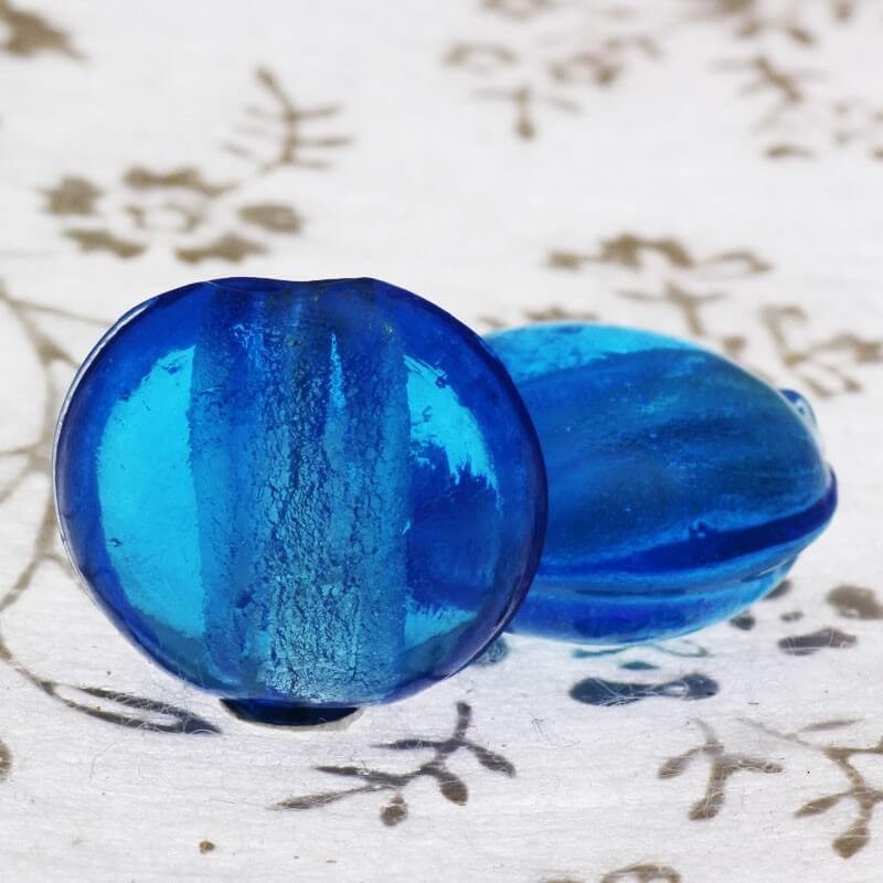 Venetian glass beads blue mentosa 16x9mm 2pcs SZWEME045