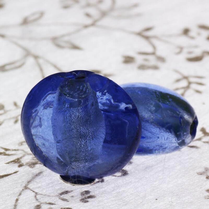 Venetian glass beads blue mentosa 16x9mm 2pcs SZWEME049