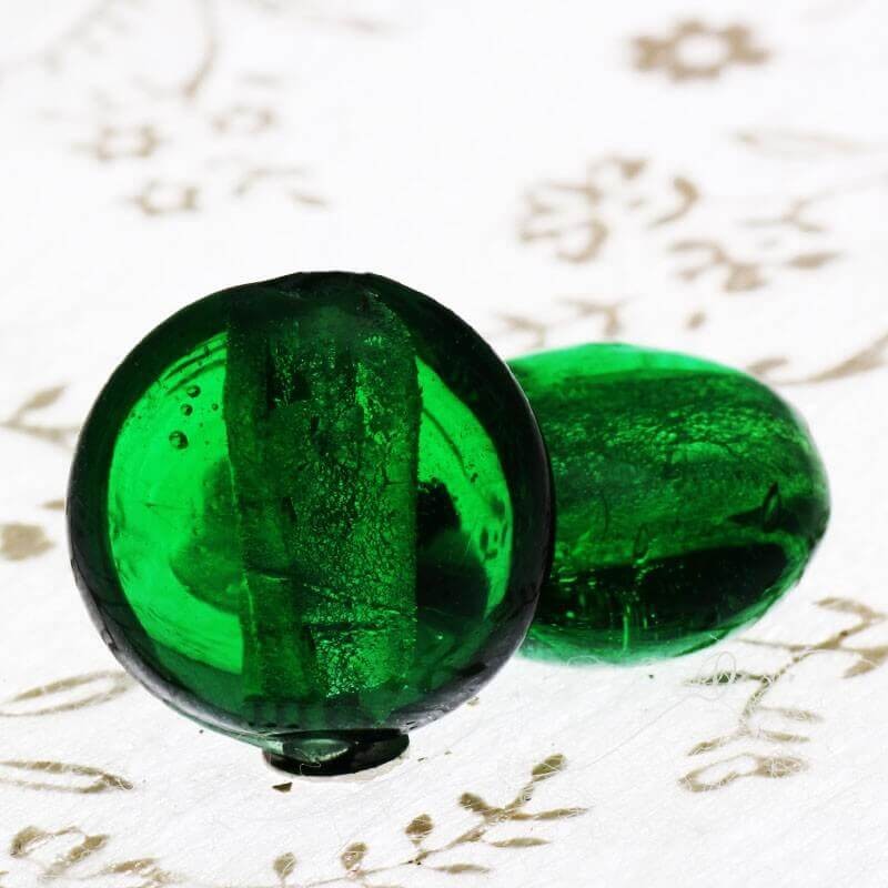 Venetian glass beads Mentosa green 16x9mm 2pcs SZWEME056