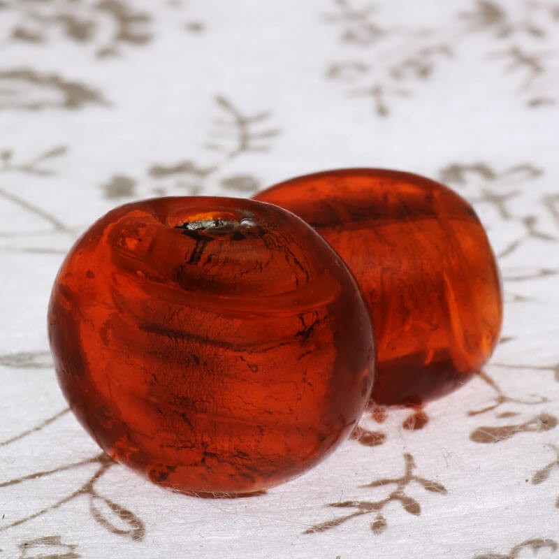 Venetian glass beads orange mentosa 15x17x10mm 2pcs SZWEME064