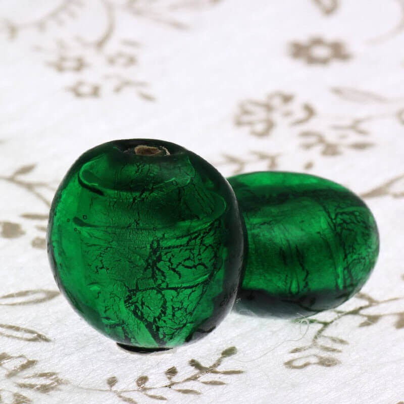 Venetian glass beads green mentosa 15x17x10mm 2pcs SZWEME076
