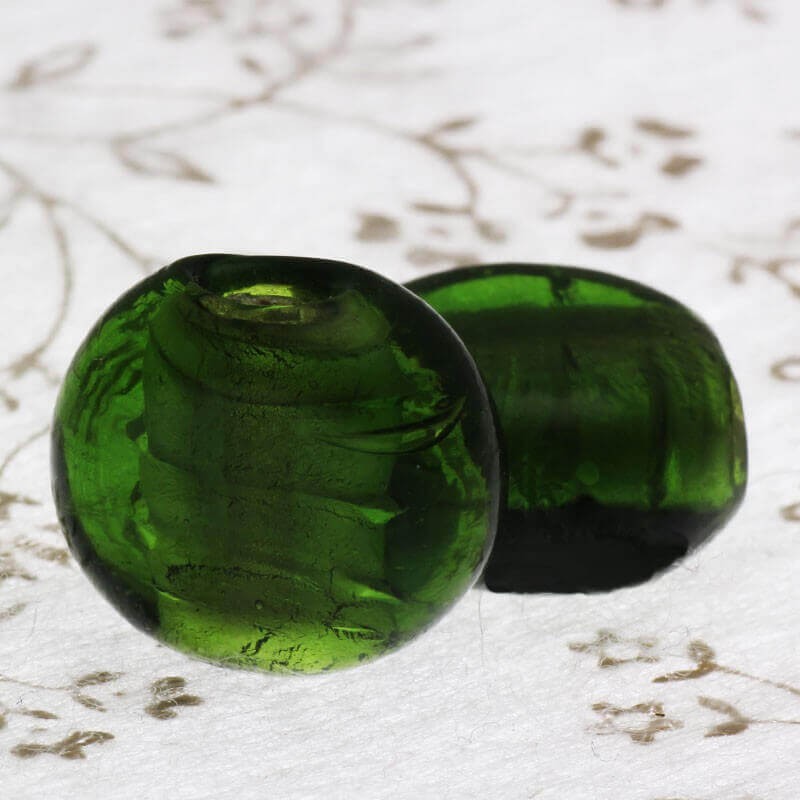 Venetian glass beads green mentosa 15x17x10mm 2pcs SZWEME077