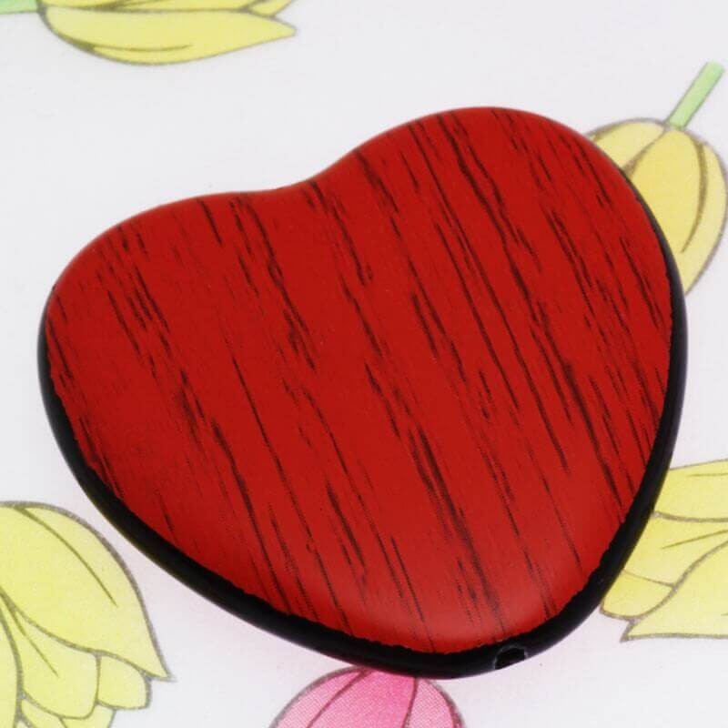 Heart acrylic bead red 30x30x6mm 1pc XYZ513442