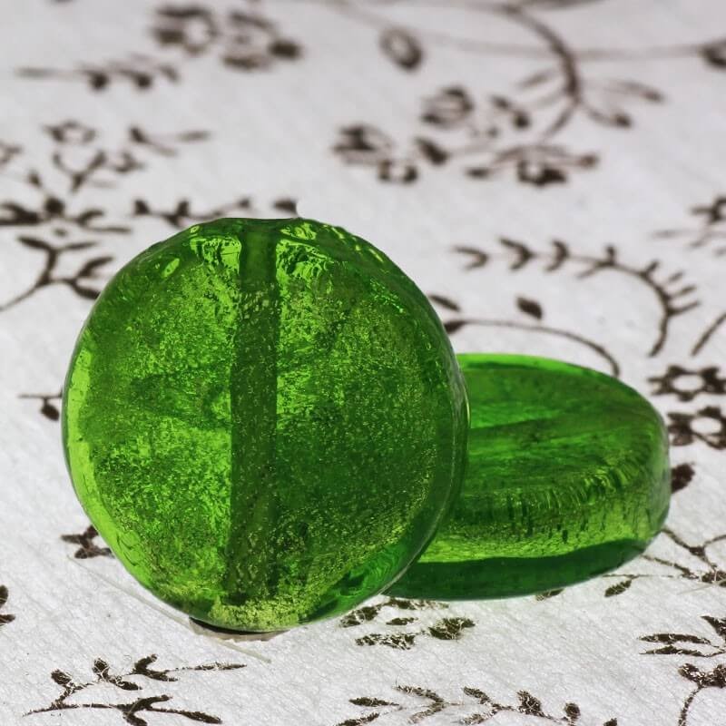 Venetian glass beads, green 20x6mm 2pcs. SZWEPA007
