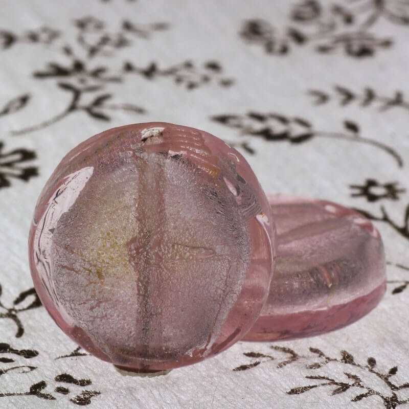 Venetian glass pastilles beads pink 20x6mm 2pcs SZWEPA010