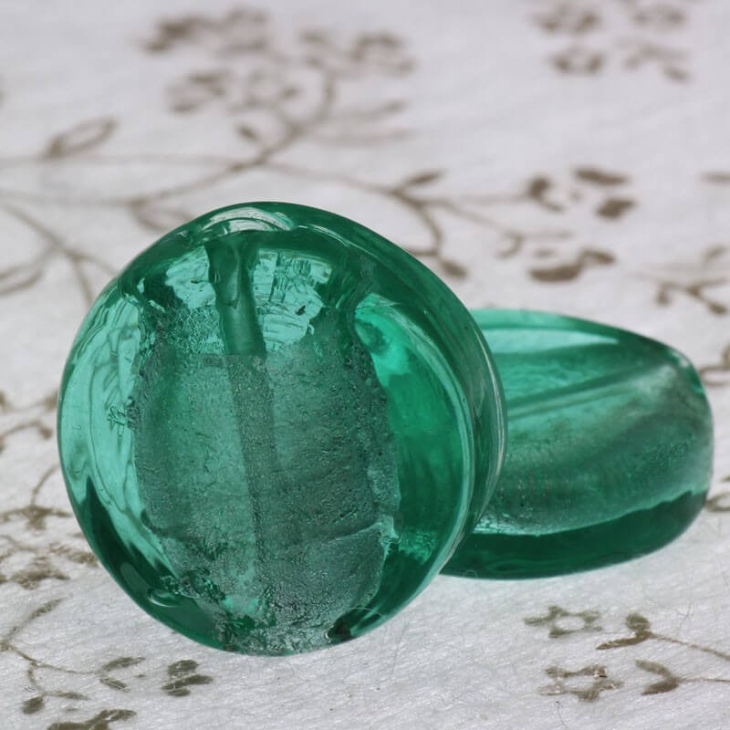 Venetian glass pastilles beads turquoise 20x6mm 2pcs SZWEPA011
