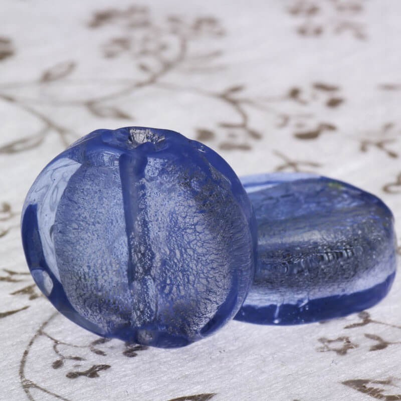 Venetian glass pastilles, blue 20x6mm 2pcs. SZWEPA013