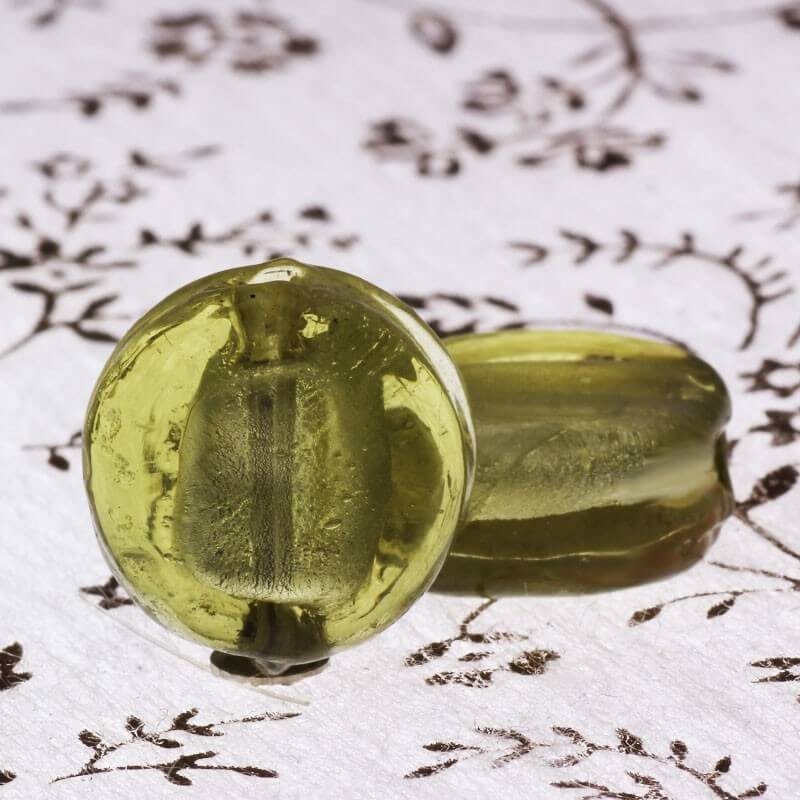 Venetian glass pastilles, olive 16x6mm, 2pcs. SZWEPA025