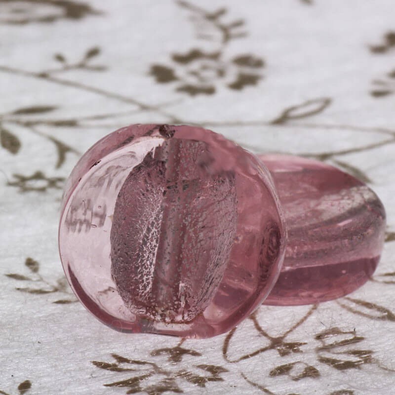 Koraliki pastylki ze szkła weneckiego różowe 16x6mm 2szt SZWEPA027