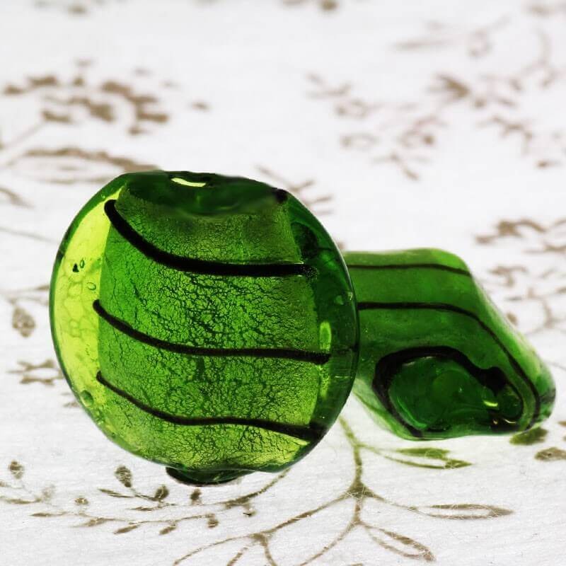 Venetian glass beads, green 20x18x11mm, 2 pcs. SZWEPA044