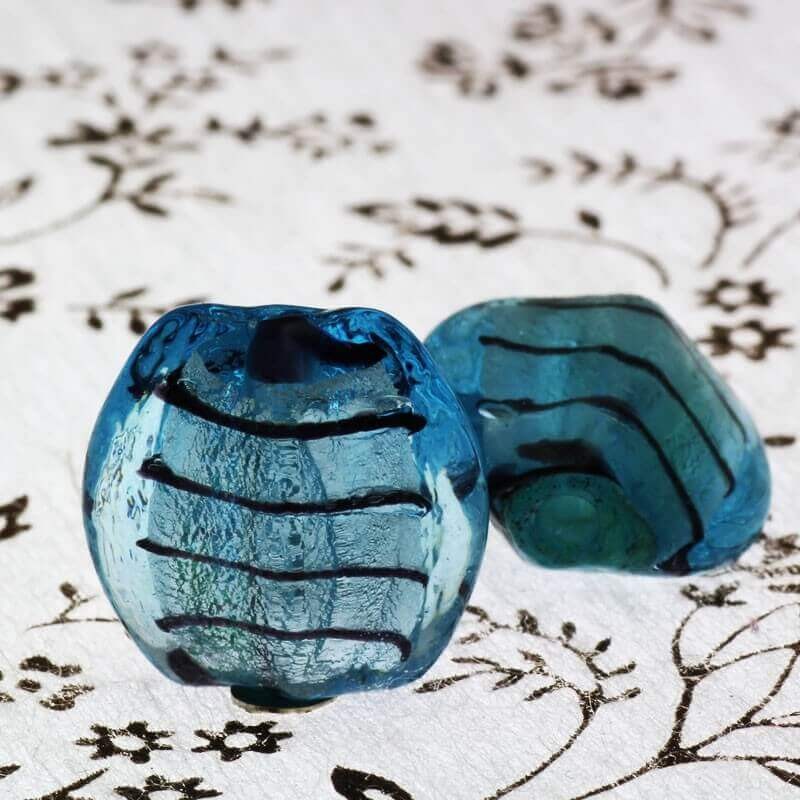 Venetian glass pastilles, blue 18x17x12mm, 2 pcs SZWEPA050