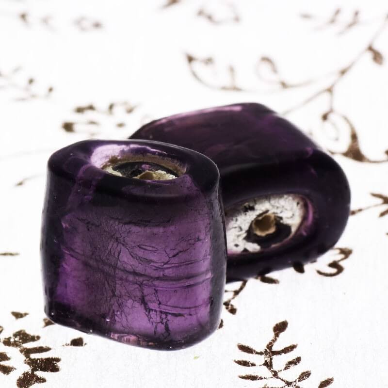 Venetian beads violet brick 20x13x6mm 2pcs SZWECE035