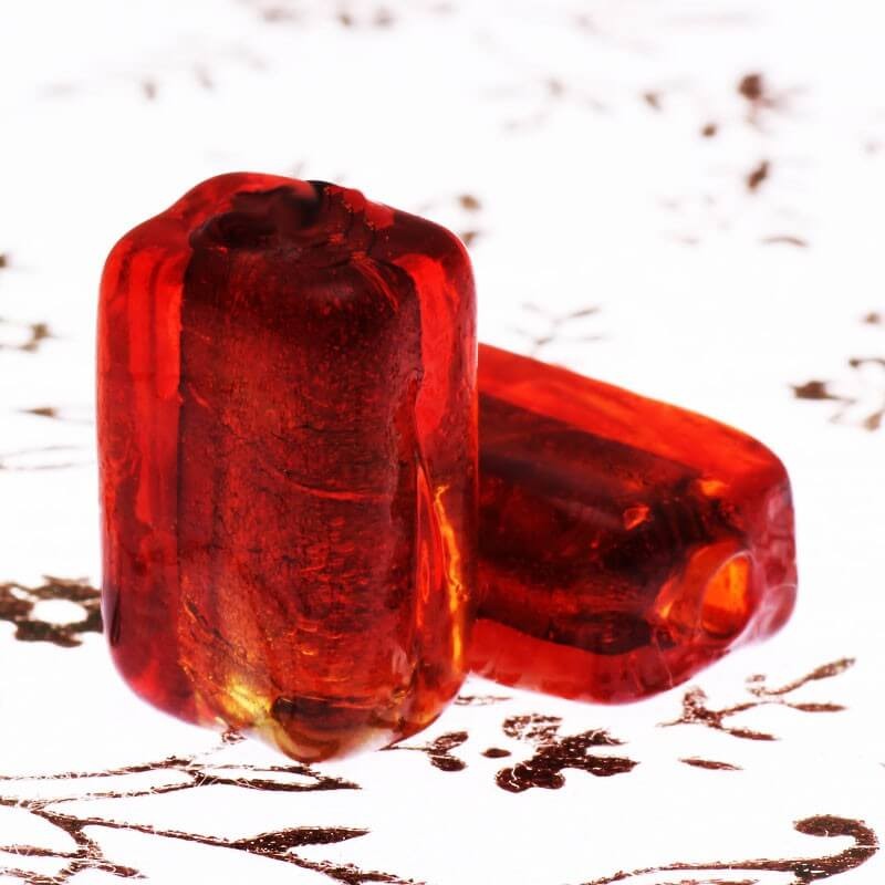 Venetian beads red brick 18x11x8mm 2pcs SWEDEN17