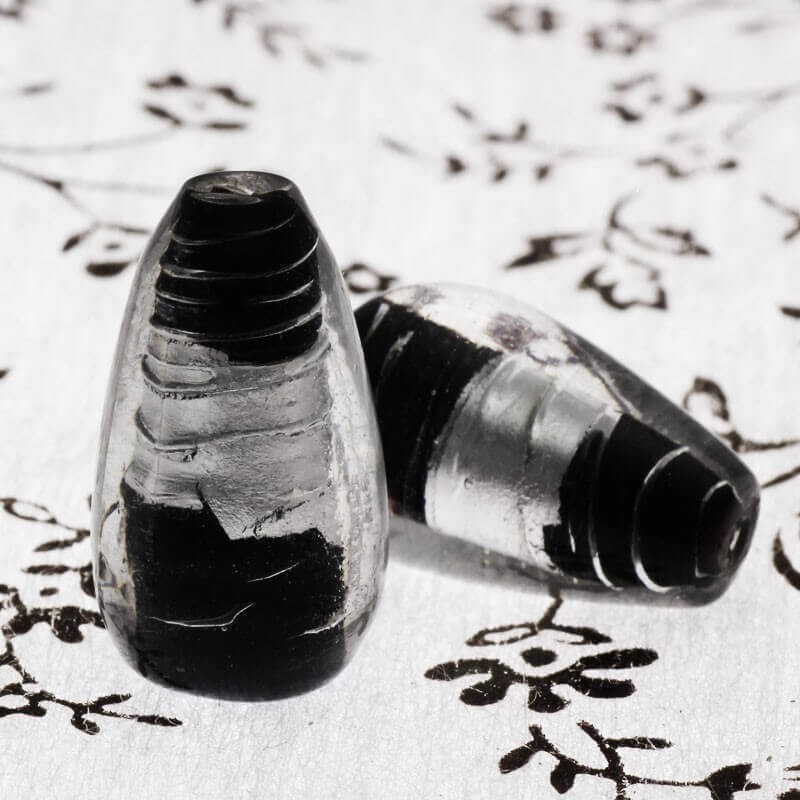 Venetian glass teardrop beads black 22x13mm 2pcs SZWEKR002