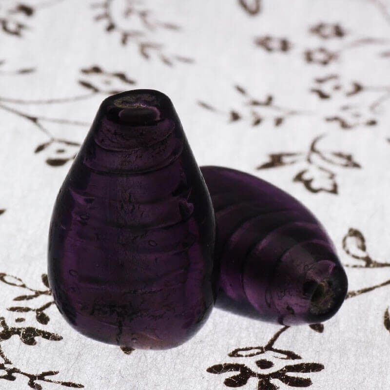 Venetian glass teardrop beads violet 25x16x10mm 2pcs SZWEKR008