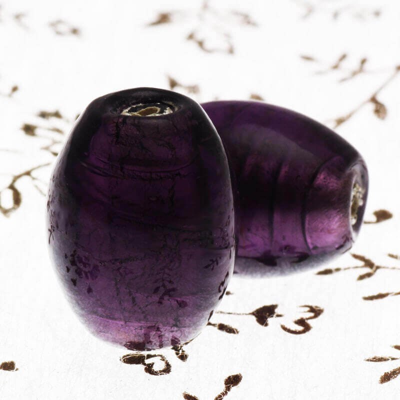 Venetian glass olive beads violet 18x14mm 2pcs SZWEOL019