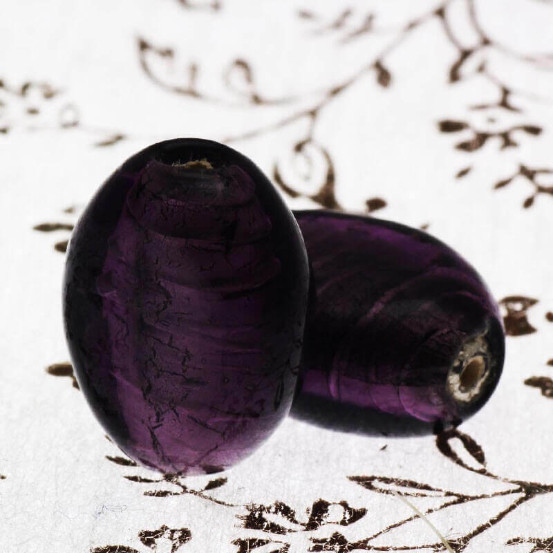 Venetian glass olive beads violet 18x16x8mm 2pcs SZWEOL022