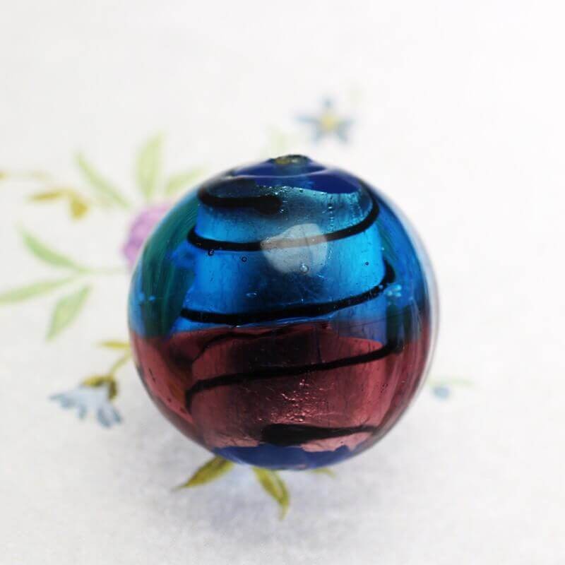 Venetian glass ball 20mm blue-pink 1pc SZWEKU007