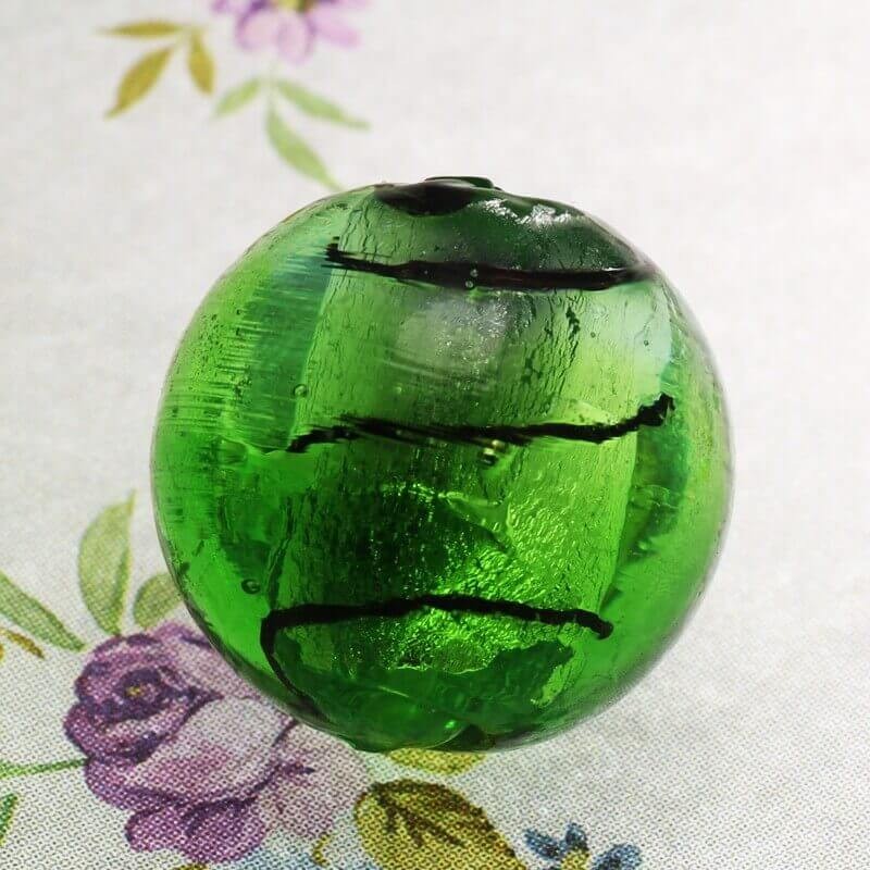 Venetian glass beads / beads 20mm green and white 1pc SZWEKU012