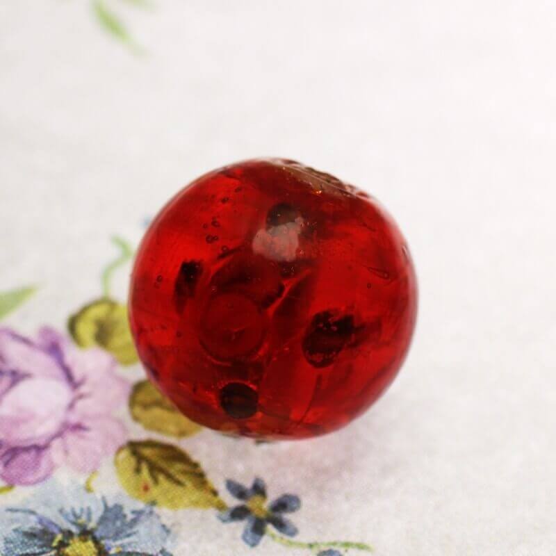 Beads / Balls Venetian glass 16mm red with rose 1pcs SZWEKU030