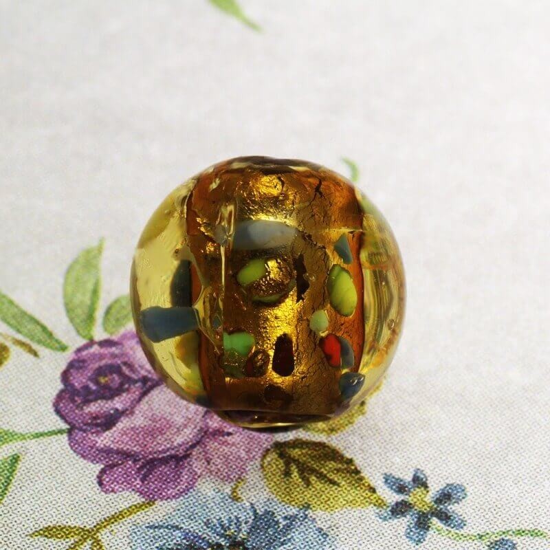 Venetian glass ball 14mm gold 2pcs SZWEKU036