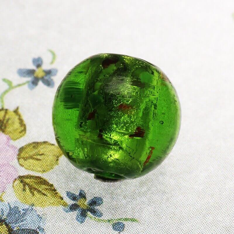 Venetian glass ball 14mm green 2pcs SZWEKU037