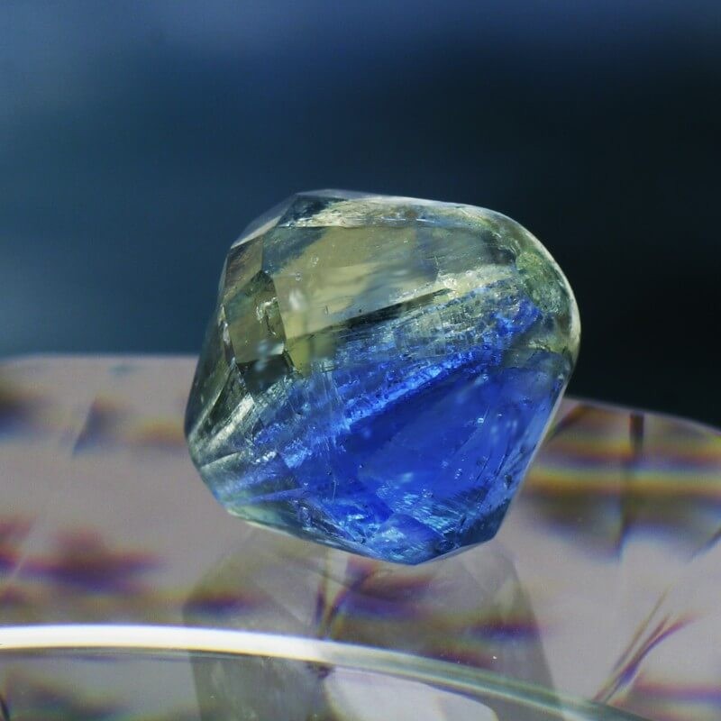 Fire polish bicone glass beads 12x12mm blue shaded 2pcs SZSZCZ051