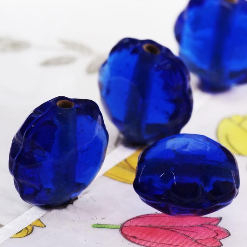 Flower beads, pressed glass, cobalt 15x14x9mm 2pcs SZZWIK052