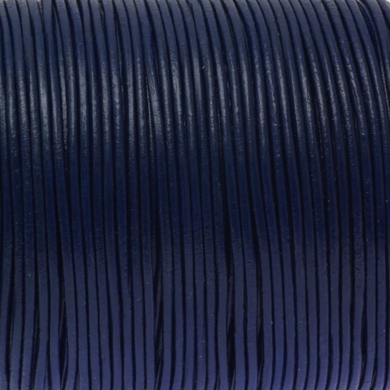 Natural navy blue leather strap 1mm, spooled RZ10N05