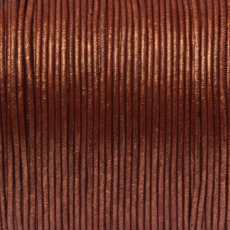 Rzemień skórzany ruda miedź metalik 1.5mm ze szpuli 1m RZ15C06