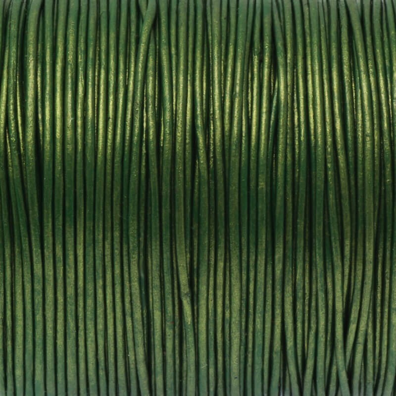 Rzemień skórzany żywa zieleń metalik 1mm ze szpuli 1m RZ10Z08