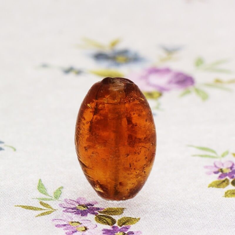 Amber lampwork olive beads 18x16mm 2pcs SZLAOL048