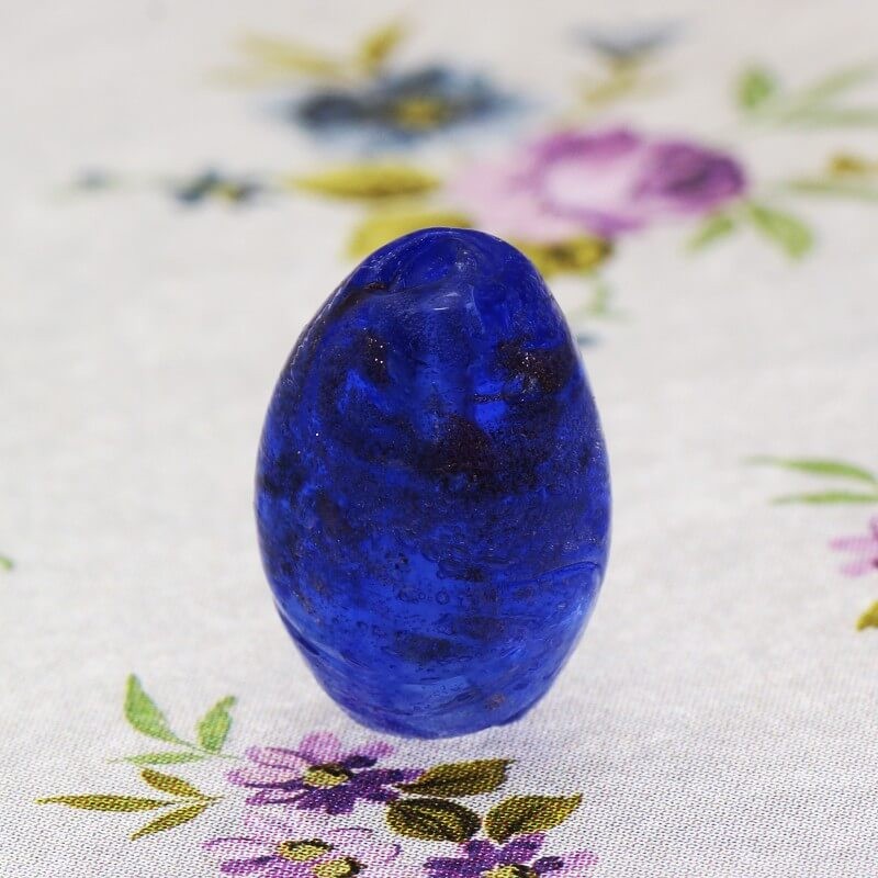 Lampwork olive beads cornflower blue 18x16mm 2pcs SZLAOL050