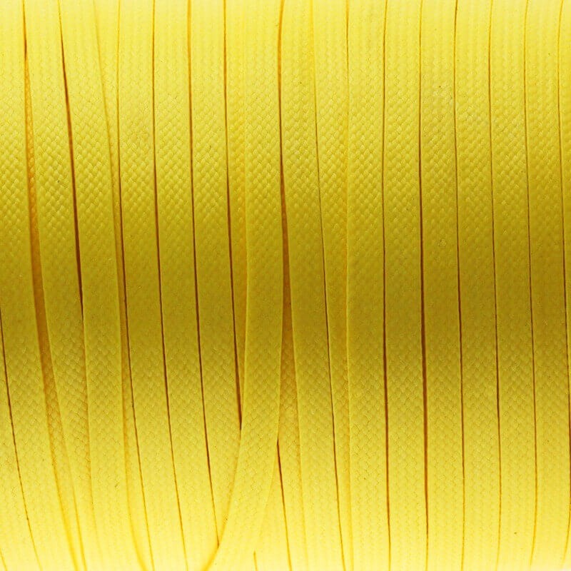Płaski sznurek jubilerski woskowany kanarkowy żółty 4x1mm 1m PWP4002