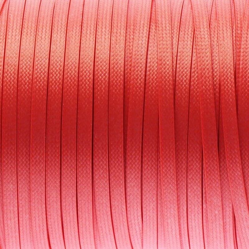 Płaski sznurek jubilerski woskowany brzoskwiniowy sorbet 4x1mm 1m PWP4004