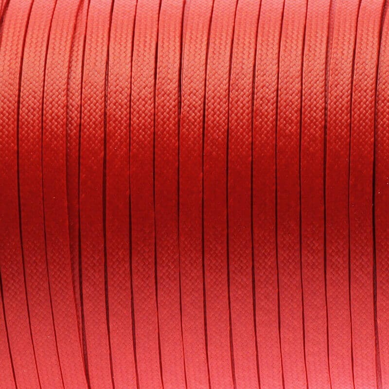 Płaski sznurek jubilerski woskowany czerwony 4x1mm 1m PWP4006