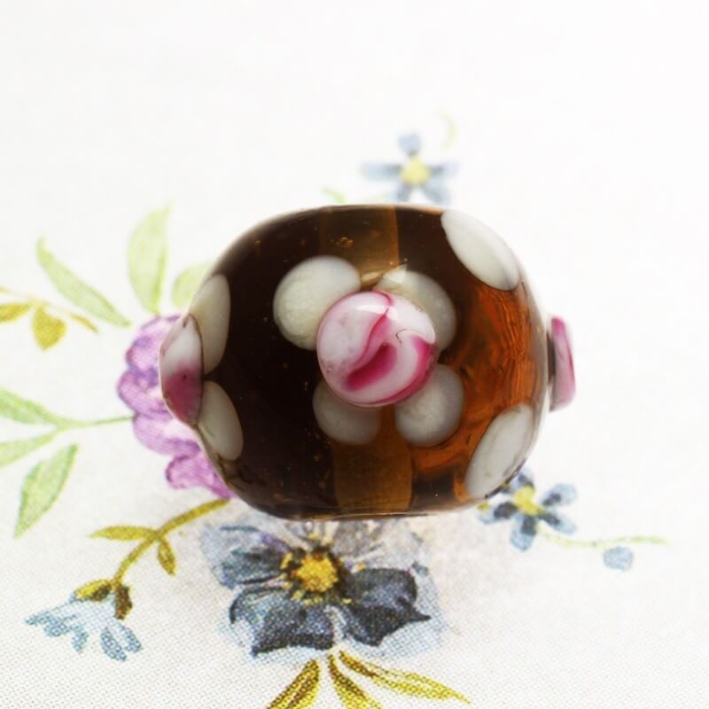 Lampwork bead, light brown ball, 16mm 1pc ROUTE 214