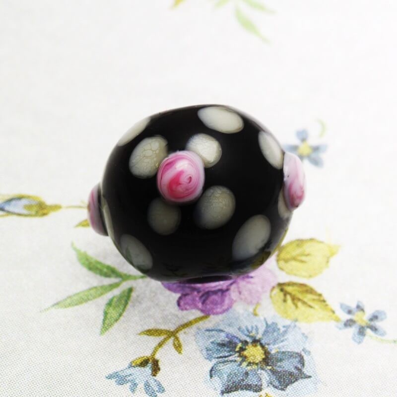 Lampwork bead, dark violet ball, 16mm, 1 piece TRAIL 220